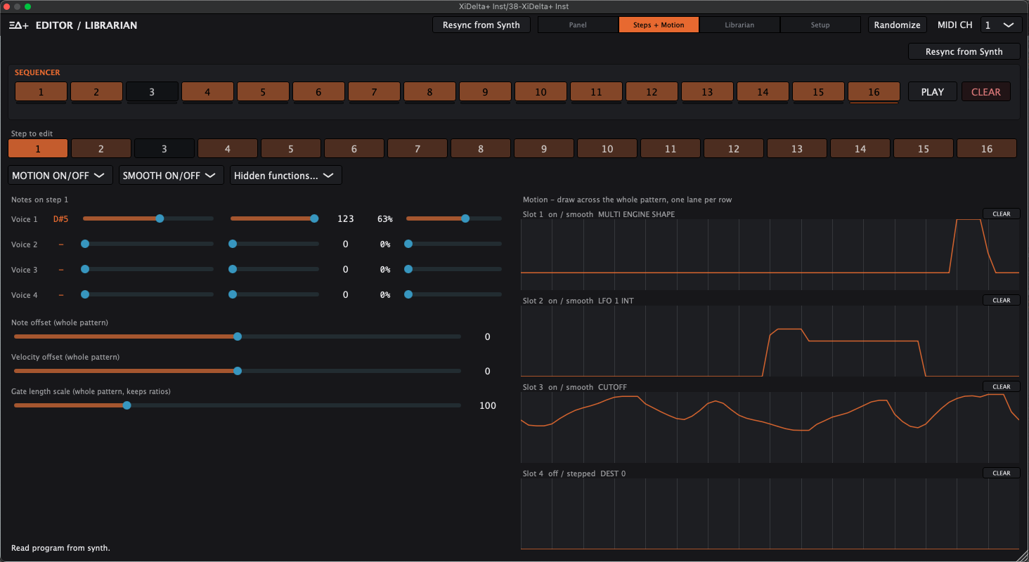 XiDelta+ Steps + Motion — sequencer with motion curves